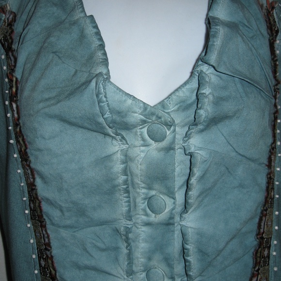 Angels Never Die Crochet Back Embroidered Top Teal - Picture 3 of 6